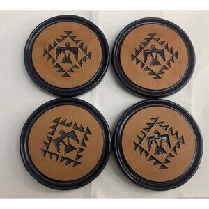 Frankoma USA Vintage Thunderbird Phoenix Native American Set of 4 Coasters Blue
